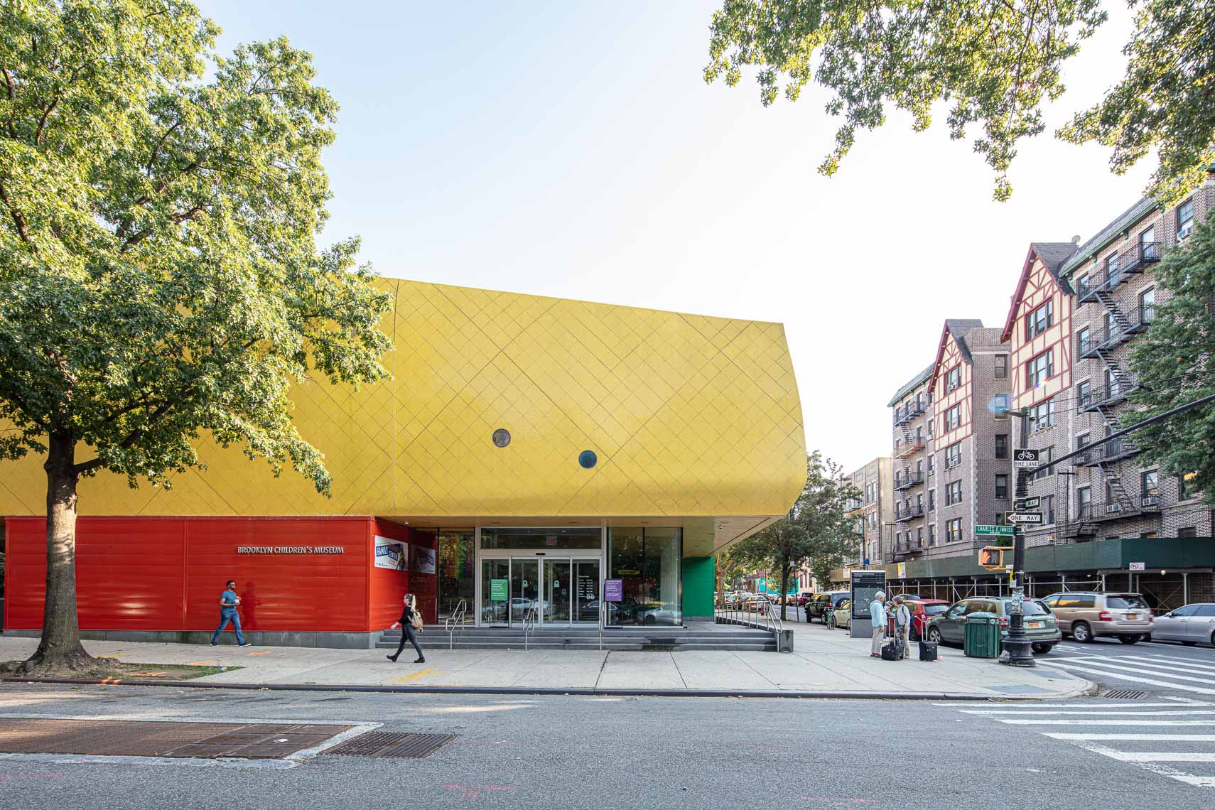 Colorful exterior of museum in an urban neighborhood