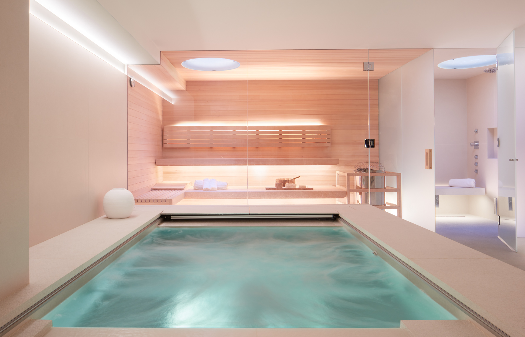 High end ultra luxury indoor spa with jacuzzi pool