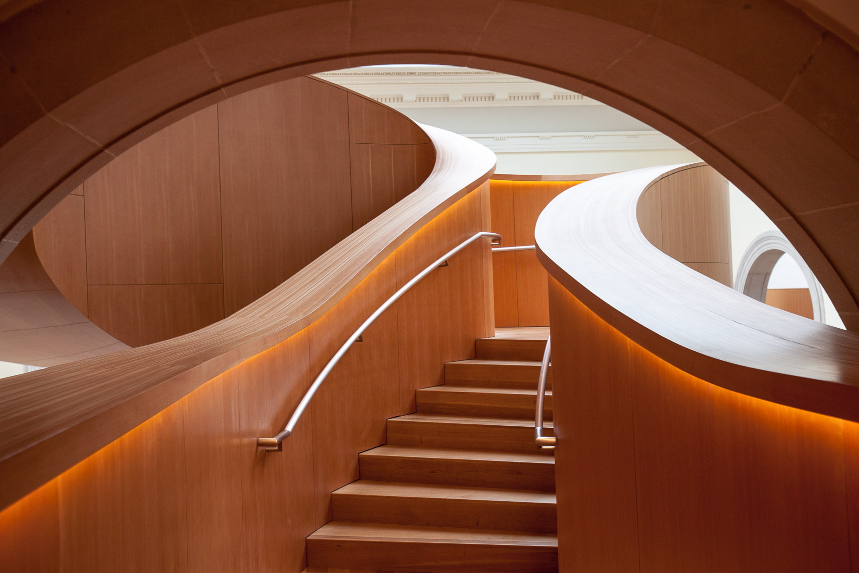 Curved wooden staircase
