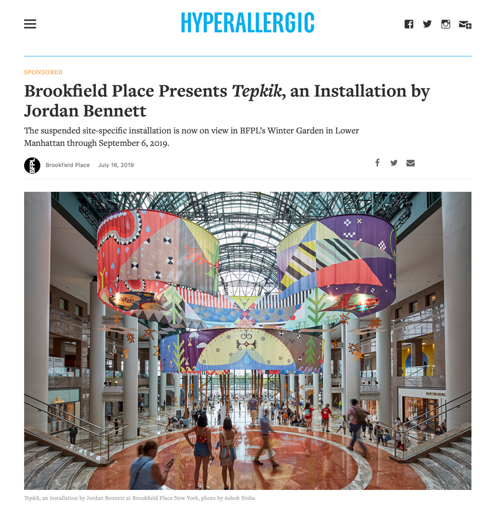 Hyperallergic Brookfield Place Presents Tepkik, an Installation by Jordan Bennett