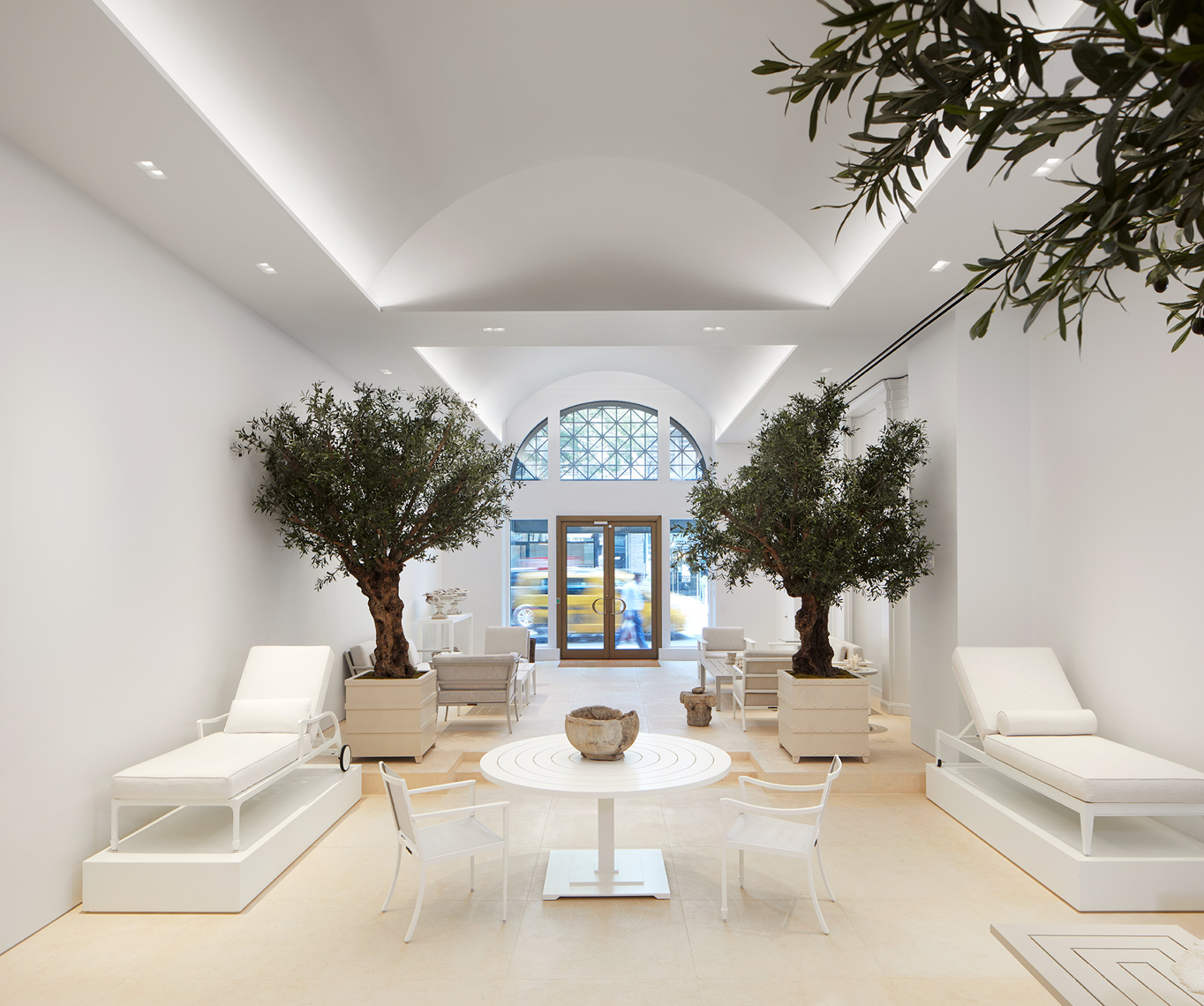 Museum-like interiors of luxury furniture showroom